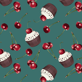 Паттерн из вишен и mаффина.