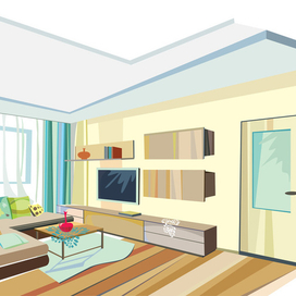 зал, современный интерьер, дом