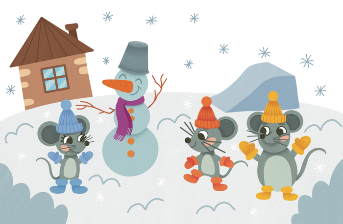 Мышата в снегу