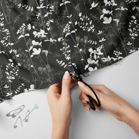 Бесшовный паттерн с цветами и травами