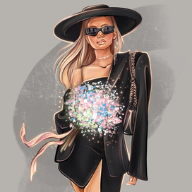 Иллюстрация девушки с цветами