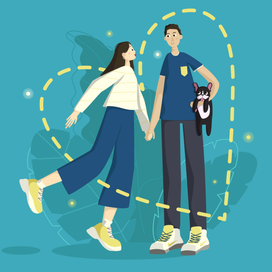 Couple Portrait in a Flat Style