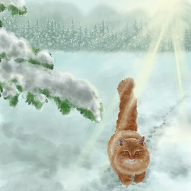 Снежный кот, гуляющий сам по себе
