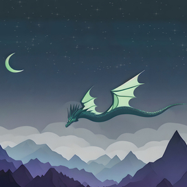 дракон летит в ночи
