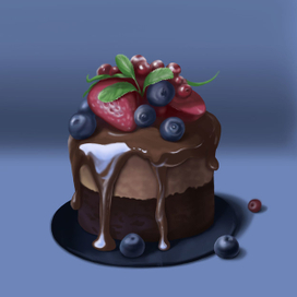 Шоколадный маффин с ягодами