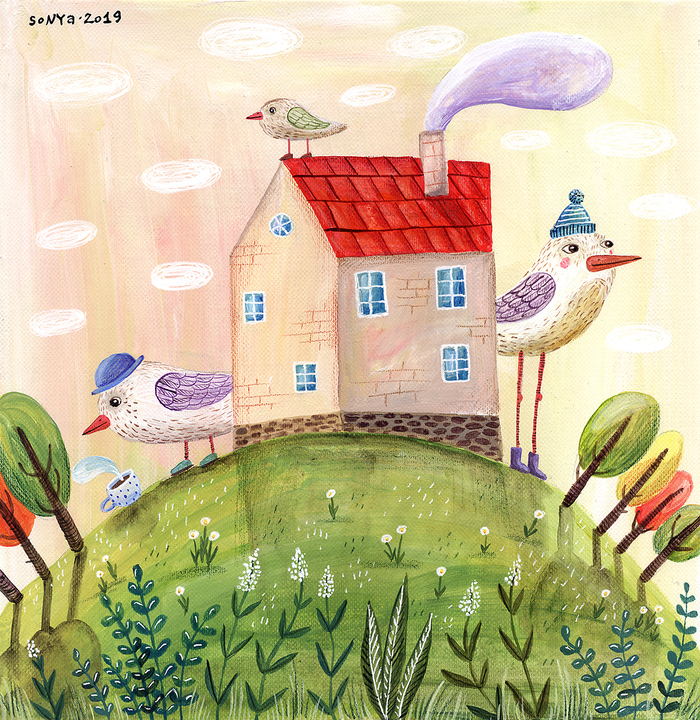 Дом с птицами