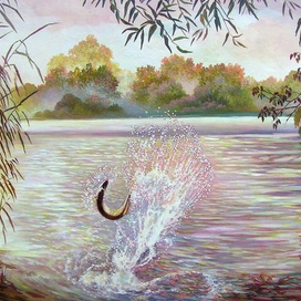 Брызг игра в лучах рассвета