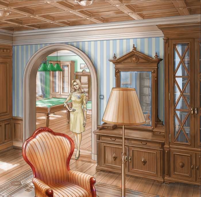 Широкоугольная перспектива интерьера. Фрагмент 2.