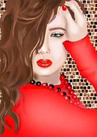 девушка в красном