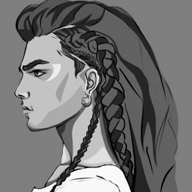 Книжная иллюстрация. Персонаж мужчина с длинными волосами.