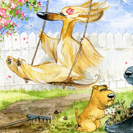 Серия «Праздники». Два терьера и афган. 1 мая.