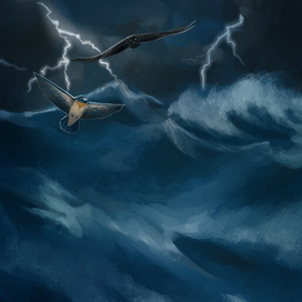 Иллюстрация к книге. Полет в шторм.