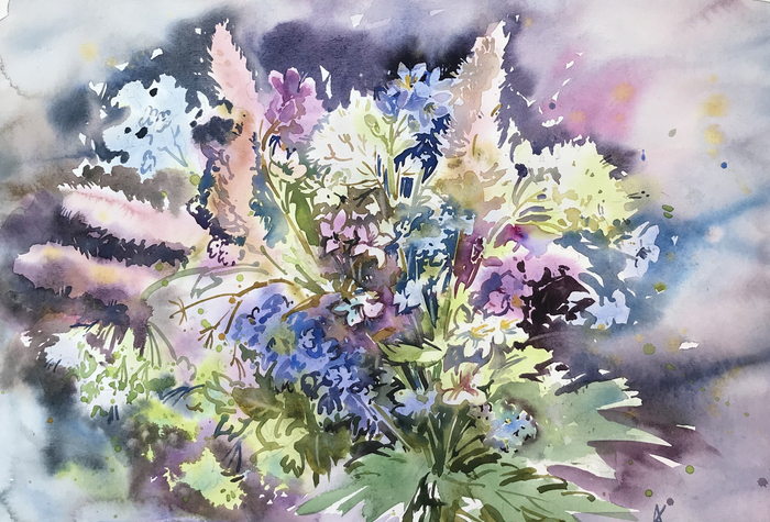 Полевой букет. Зарисовка в ночи