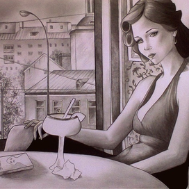 одинокая девушка в кафе