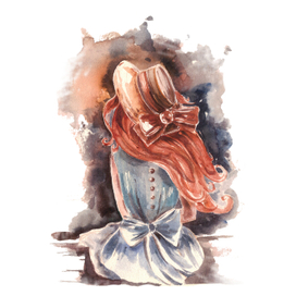 Рыжая девушка в соломенной шляпке