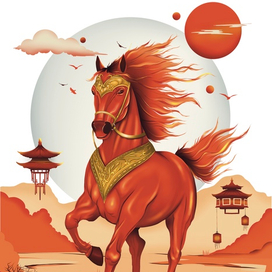 Принт для шопера « Лошадь— как символ 2026 года»