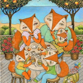 На веранде.