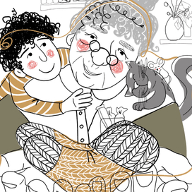 серия иллюстраций "У бабушки"