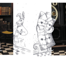 иллюстрации для каталога детского трикотажа фабрики „Айвенго“ на тему Алисы в стране чудес