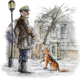 Иллюстрация к книге А.П. Чехова "Каштанка"