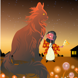 Иллюстрация "Мейн Кун улыбается"