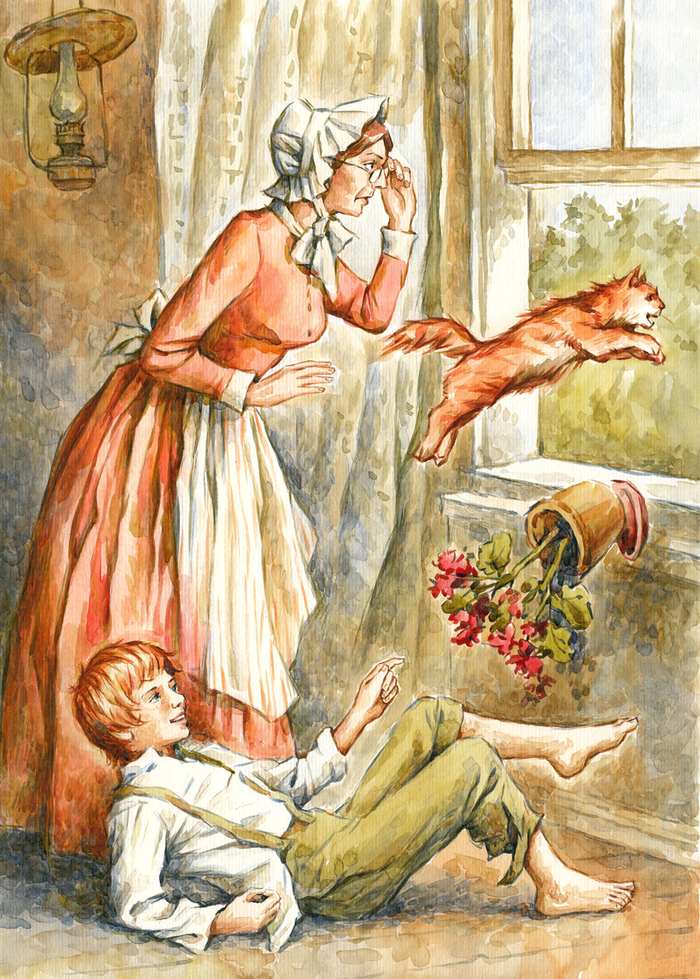 Том, тетушка Полли, кот и болеутолитель