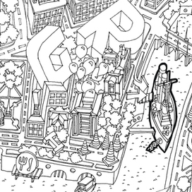 Часть карты Санкт-Петербурга. Крейсер Аврора