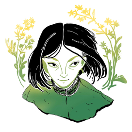 Портрет с цветами