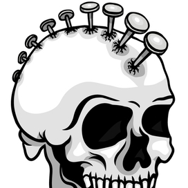 Череп с ирокезом из гвоздей