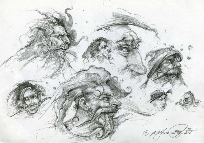 my sketches for illustrations graphic novel "Dofni and Chlu." 2015.