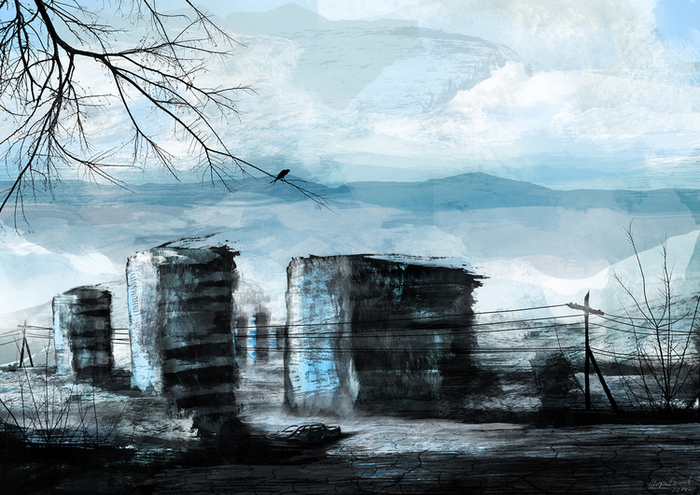 Птичка на черной ветке