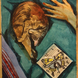 бумага А4,акварель Словно бабочку-в самое сердце- Я хочу поразить тебя, время. (Хуан Рамон Хеменес)