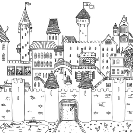 Раскраски домики (замок и улица)