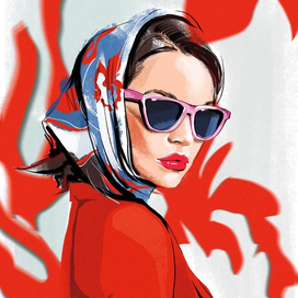 Девушка в платке и очках