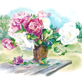 Цветы акварелью..