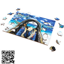 Иллюстрация и резка для фигурного деревянного пазла Военный пилот