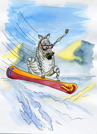 Зебра на сноуборде