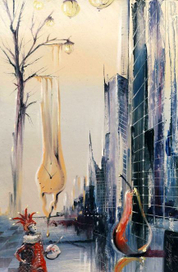 Шутка художника в стеклянном  городе.