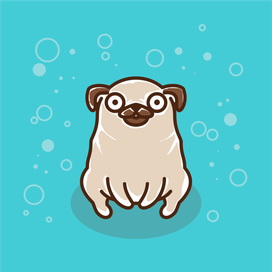 Сидящий мопс