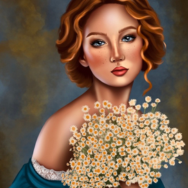 Девушка с цветами 