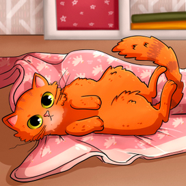 Кот на одеяле 