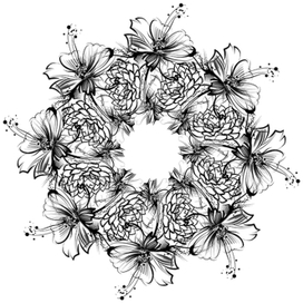 Круглый узор с цветами