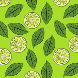 Паттерн из лиmонов и листьев.