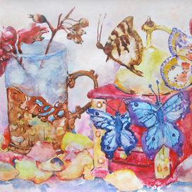 Добрый волшебник хотел помолоть кофе. Натюрморт.Акварель.Сказка