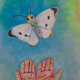 Бабочка. Детская иллюстрация.