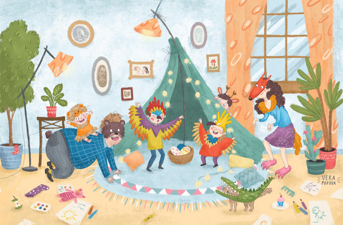 Родители играют с детьми