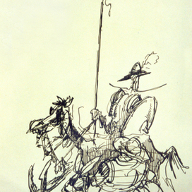 Минутный набросок, вдох - выдох)) Дон Кихот и Санчо Панса.