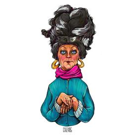 Бабушка с котом на голове