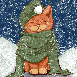 Кот на снегу