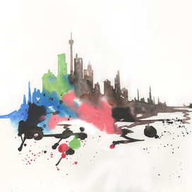 Горорд будущего. Акварель. 